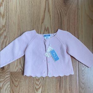 Jacadi Light Pink Scalloped Cardigan. Size 6 months. NWT